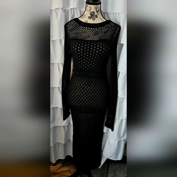 NWOT Venus Crochet Knit Lightly Nude Lined Bodycon Dress - Picture 14 of 14